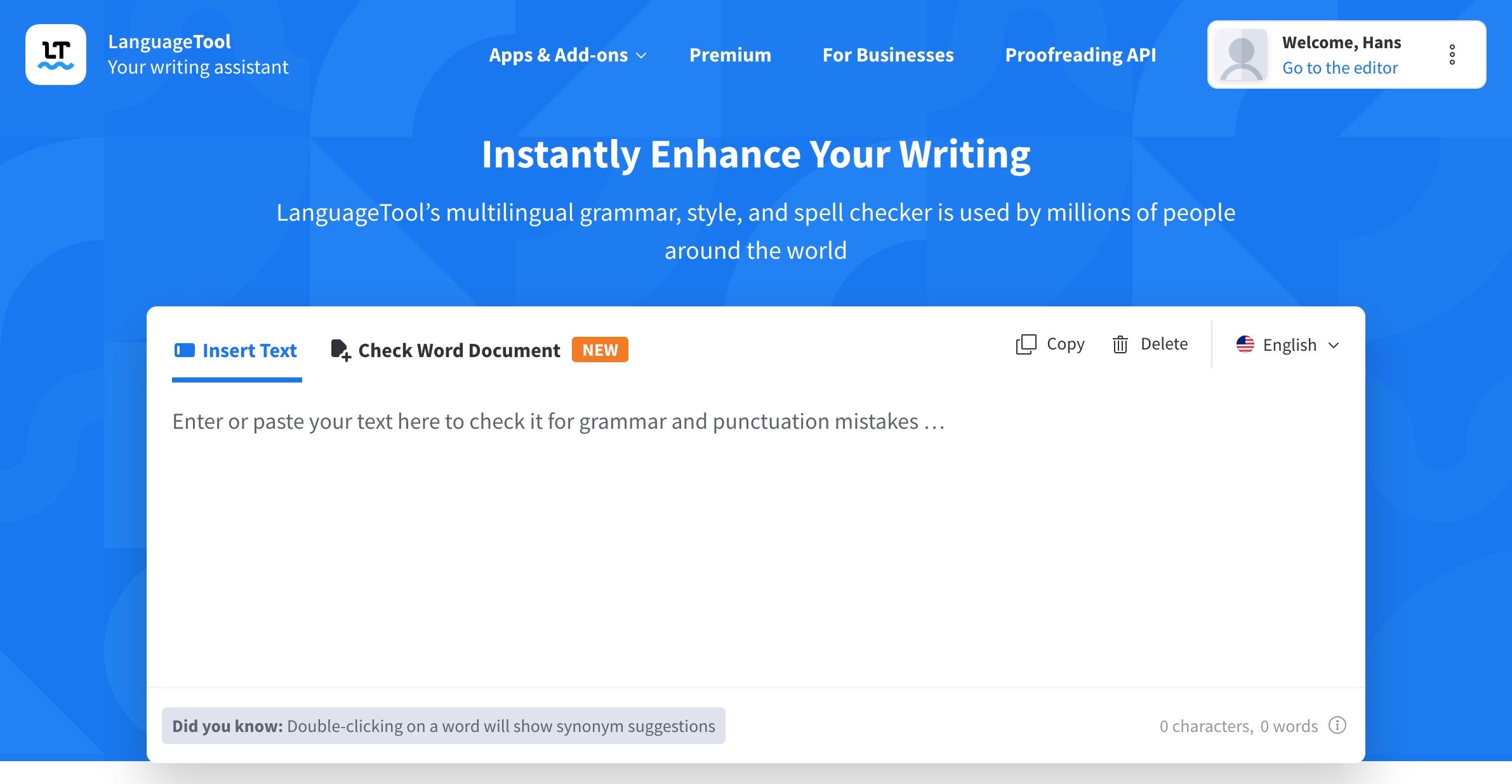 Grammarly Alternative: LanguageTool an open-source grammar and spell checker