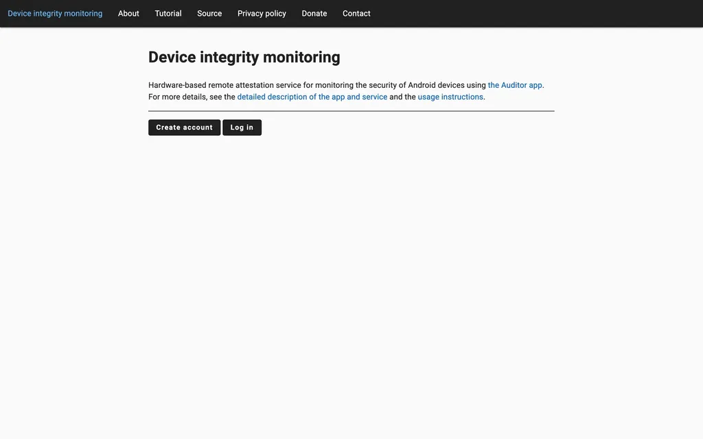 Screenshot of the Auditor website