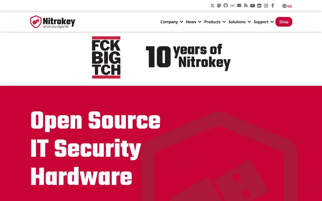 Screenshot of the Nitrokey website